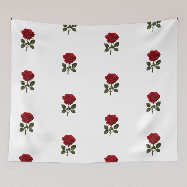 Item preview, Elegant Red Rose Botanical Illustration | Romantic Floral Nature Art designed and sold by Joyfulfabric.