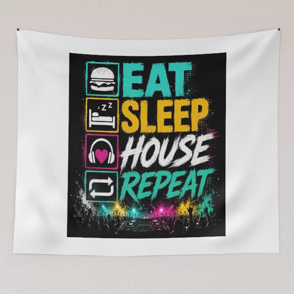 Item preview, Eat Sleep House Repeat – EDM Festival DJ T-Shirt designed and sold by Pecata.