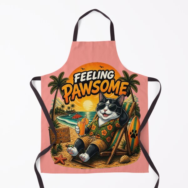 Item preview, Tuxedo Cat Beach Design – Feeling Pawsome Summer Vibes Vacation Dog designed and sold by PixelsPaws.