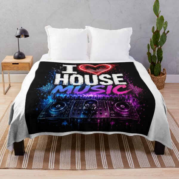 Item preview, I Love House Music – Neon EDM DJ Festival T-Shirt designed and sold by Pecata.