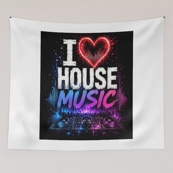 Item preview, I Love House Music – Neon EDM DJ Festival T-Shirt designed and sold by Pecata.