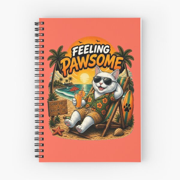 Item preview, Solid White Cat Beach Design – Feeling Pawsome Summer Vibes Vacation Dog designed and sold by PixelsPaws.