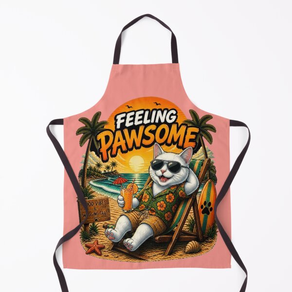 Item preview, Solid White Cat Beach Design – Feeling Pawsome Summer Vibes Vacation Dog designed and sold by PixelsPaws.