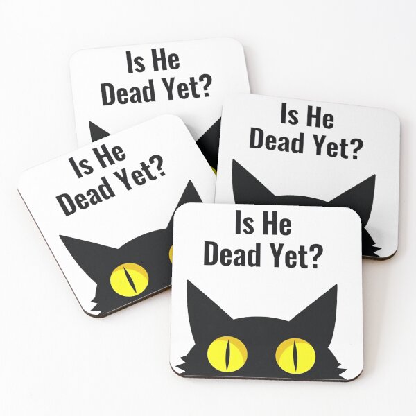 Item preview, Black cat yellow eyes peeking under Is He Dead Yet? designed and sold by Prints by Mat.