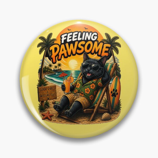Item preview, Solid Black Cat Beach Design – Feeling Pawsome Summer Vibes Vacation Dog designed and sold by PixelsPaws.