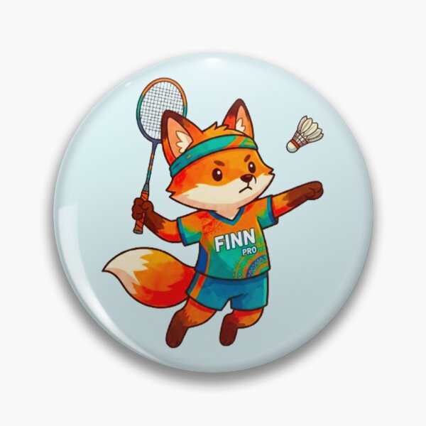 Item preview, Cute Fox Playing Badminton - Athletic Fox Finn Pro Sports Illustration designed and sold by MT-Hub | Cute Aesthetic Art, Stickers & Phone Cases.