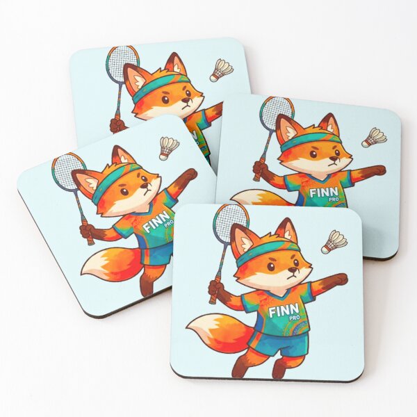 Item preview, Cute Fox Playing Badminton - Athletic Fox Finn Pro Sports Illustration designed and sold by MT-Hub | Cute Aesthetic Art, Stickers & Phone Cases.