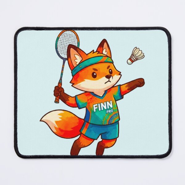 Item preview, Cute Fox Playing Badminton - Athletic Fox Finn Pro Sports Illustration designed and sold by MT-Hub | Cute Aesthetic Art, Stickers & Phone Cases.