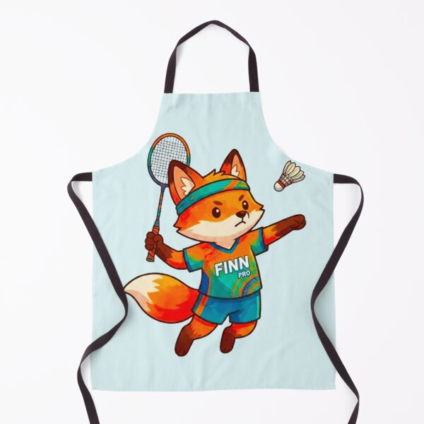 Item preview, Cute Fox Playing Badminton - Athletic Fox Finn Pro Sports Illustration designed and sold by MT-Hub | Cute Aesthetic Art, Stickers & Phone Cases.