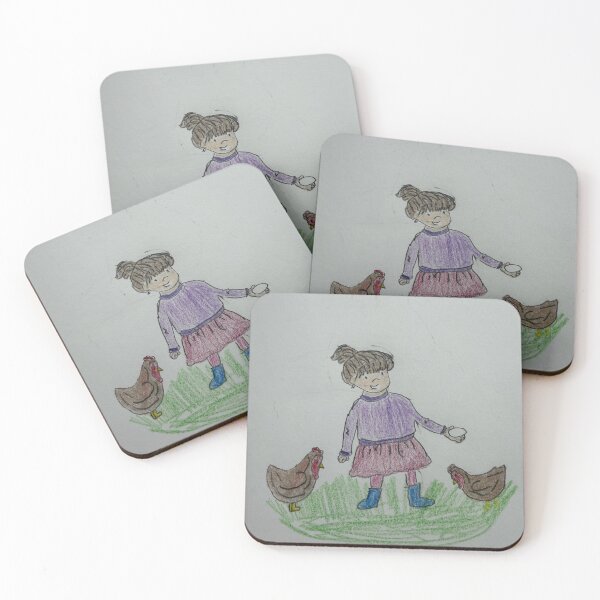 Item preview, Little girl collecting chicken eggs designed and sold by Common Graces.