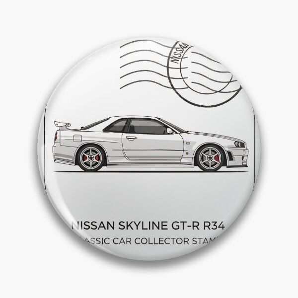 Item preview, Nissan Skyline GT-R R34 Godzilla JDM Vintage Postage Stamp Art designed and sold by Motorline44.