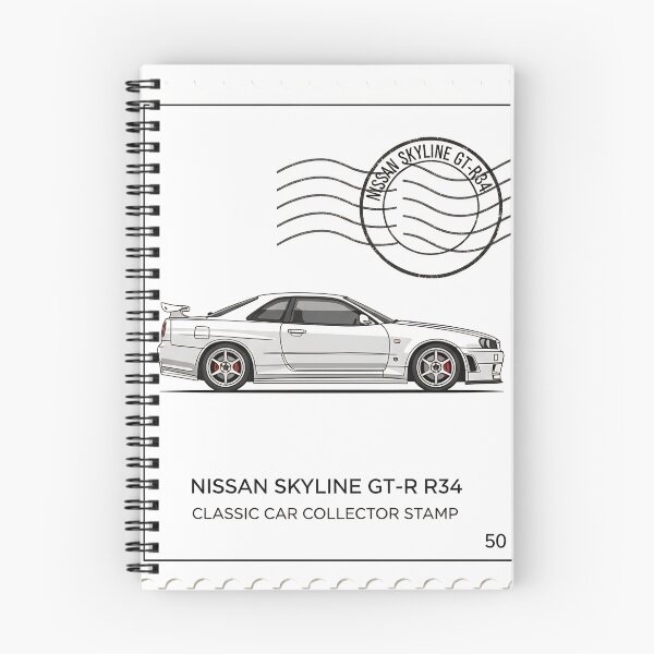 Item preview, Nissan Skyline GT-R R34 Godzilla JDM Vintage Postage Stamp Art designed and sold by Motorline44.