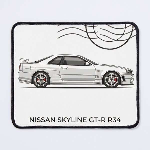 Item preview, Nissan Skyline GT-R R34 Godzilla JDM Vintage Postage Stamp Art designed and sold by Motorline44.