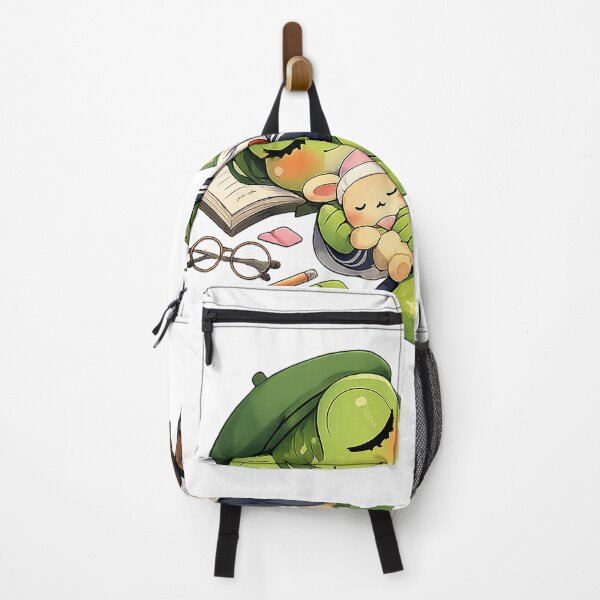 Item preview, Kawaii Anime Frog Sleeping with Plushie | Cute Schoolgirl Froggy Aesthetic Art designed and sold by CustomizingGift.