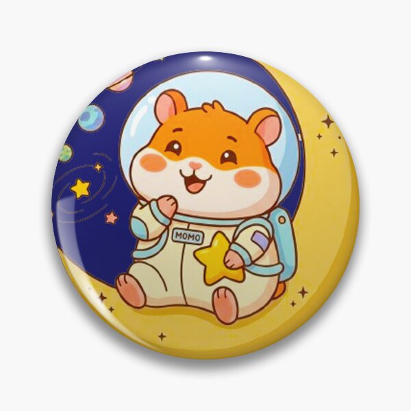 Item preview, Cute Hamster Astronaut - Momo in Space Sitting on Crescent Moon designed and sold by MT-Hub | Cute Aesthetic Art, Stickers & Phone Cases.
