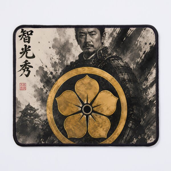 Item preview, Akechi Mitsuhide Japanese Samurai Kamon Gold Family Crest Art designed and sold by Japan-Ink-Art.