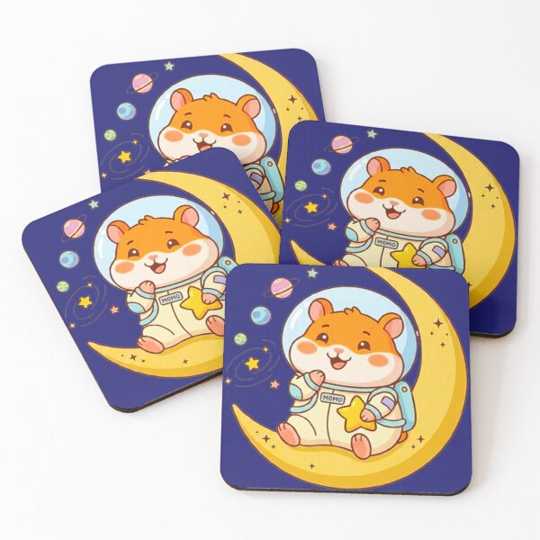 Item preview, Cute Hamster Astronaut - Momo in Space Sitting on Crescent Moon designed and sold by MT-Hub | Art for Every Soul.