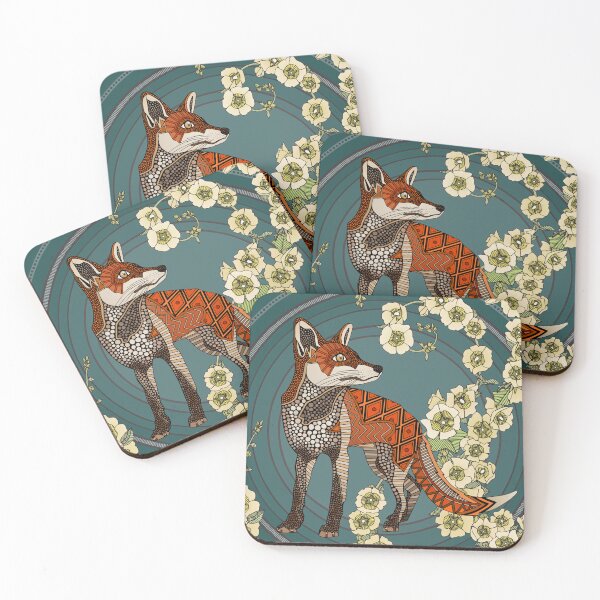 Item preview, hollyhocks fox deep pine cream designed and sold by scrummy.