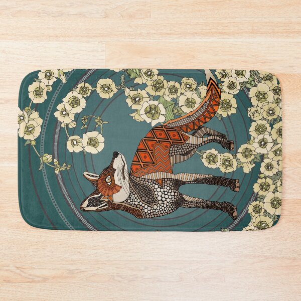 Item preview, hollyhocks fox deep pine cream designed and sold by scrummy.