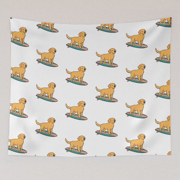 Item preview, Surfing Dog Golden Retriever on Surfboard Summer Beach designed and sold by SOUFIANE1991.