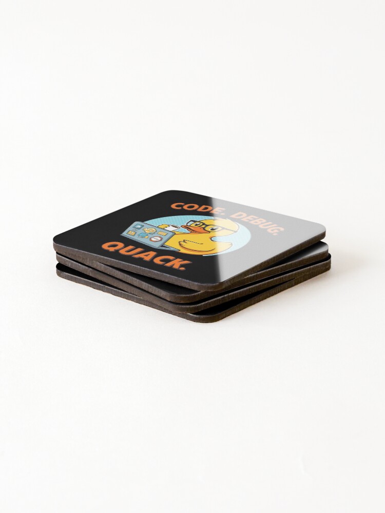 Thumbnail 4 of 5, Coasters (Set of 4), Programmer Duck – Code Debug Quack Funny Coding Duck designed and sold by Boguchhh.