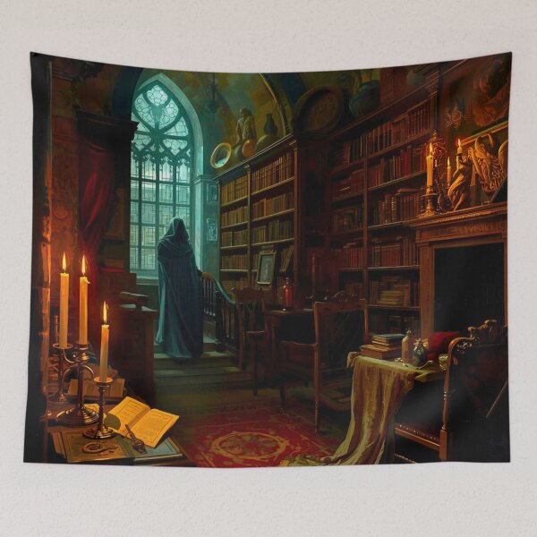 Item preview, Wizard in Candlelit Library — Dark Fantasy Alchemist Art designed and sold by shaang.