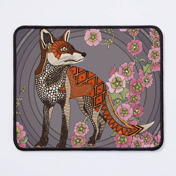 Item preview, hollyhocks fox eggplant pink designed and sold by scrummy.