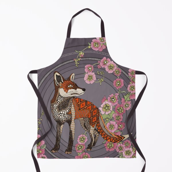 Item preview, hollyhocks fox eggplant pink designed and sold by scrummy.
