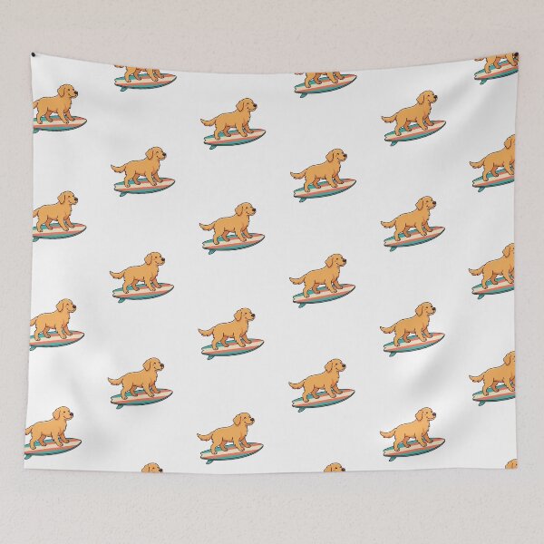 Item preview, Surfing Dog Golden Retriever on Surfboard Summer Beach designed and sold by SOUFIANE1991.
