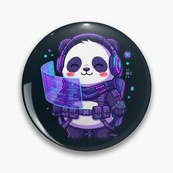 Item preview, Cyberpunk Gamer Panda - Piku Tech Hacker Panda with Neon Headphones designed and sold by MT-Hub | Cute Aesthetic Art, Stickers & Phone Cases.