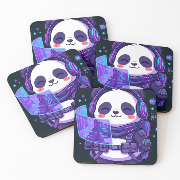Item preview, Cyberpunk Gamer Panda - Piku Tech Hacker Panda with Neon Headphones designed and sold by MT-Hub | Art for Every Soul.