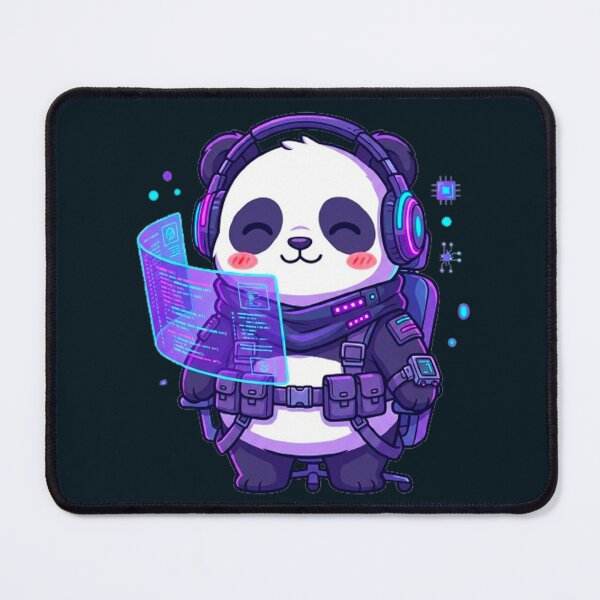 Item preview, Cyberpunk Gamer Panda - Piku Tech Hacker Panda with Neon Headphones designed and sold by MT-Hub | Cute Aesthetic Art, Stickers & Phone Cases.