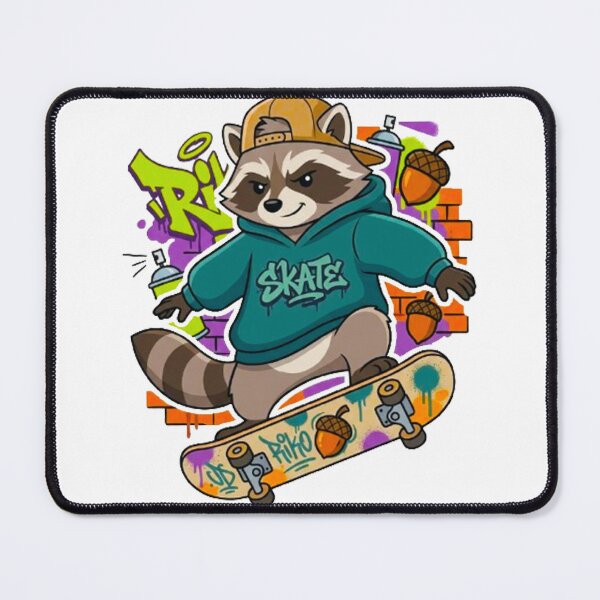 Item preview, Skater Raccoon Riko - Cool Streetwear Raccoon on Skateboard with Graffiti designed and sold by MT-Hub | Cute Aesthetic Art, Stickers & Phone Cases.