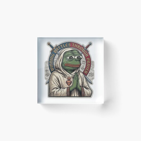 Item preview, Meme Monk Pepe - Medieval Woodcut Style Prayer Sticker designed and sold by ItsArtisticLab.