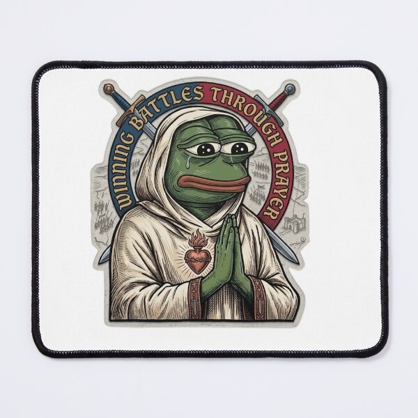 Item preview, Meme Monk Pepe - Medieval Woodcut Style Prayer Sticker designed and sold by ItsArtisticLab.