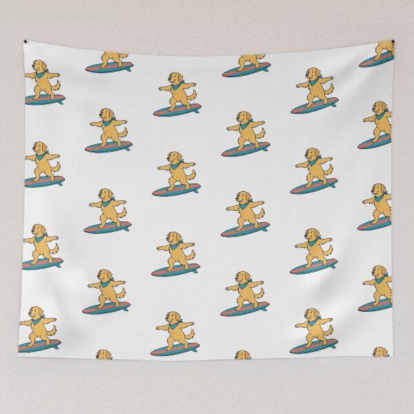Item preview, Surfing Dog Golden Retriever on Surfboard Summer Beach designed and sold by SOUFIANE1991.