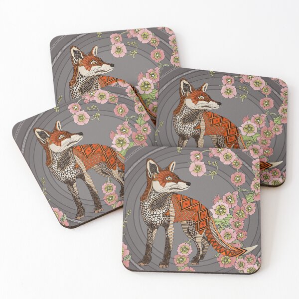 Item preview, hollyhocks fox hematite blush designed and sold by scrummy.
