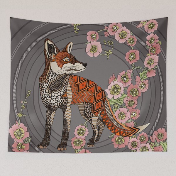 Item preview, hollyhocks fox hematite blush designed and sold by scrummy.