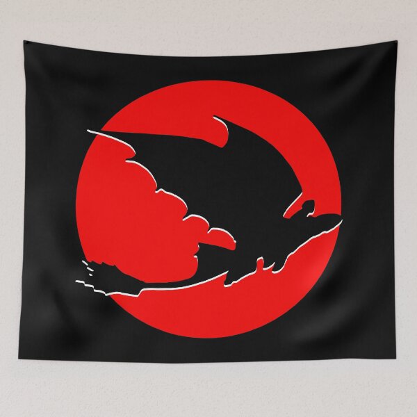 Item preview, Toothless The Night Fury Dragon And Hiccup Flying High Up Near The Red Hot Sun designed and sold by LuckDragonGifts.