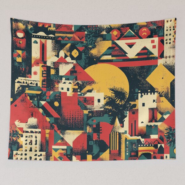 Item preview, Sunset Retro City Pattern designed and sold by Nurple Art.