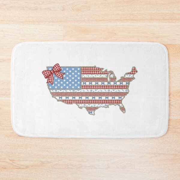 Item preview, Patriotic American Flag Map with Gingham and Bows designed and sold by Paper Drip.