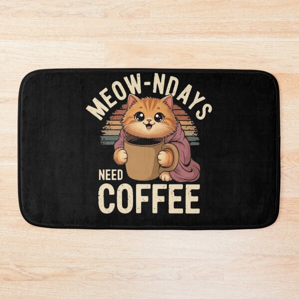 Item preview, Meow-ndays Need Coffee Cute Retro Cat designed and sold by trendnest_shop.