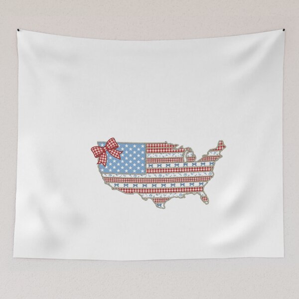 Item preview, Patriotic American Flag Map with Gingham and Bows designed and sold by Paper Drip.