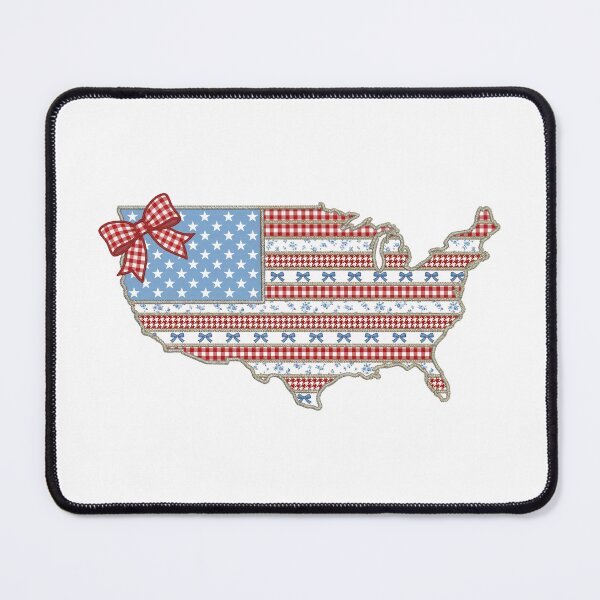 Item preview, Patriotic American Flag Map with Gingham and Bows designed and sold by Paper Drip.