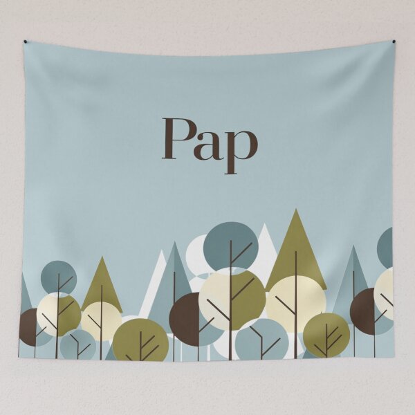 Item preview, Minimal forest illustration with stylized trees and text designed and sold by Rue Market.