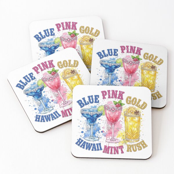 Item preview, Hawaii Mint Rush - Vibrant Blue Pink Gold Tropical Drinks designed and sold by PeplumiArt.