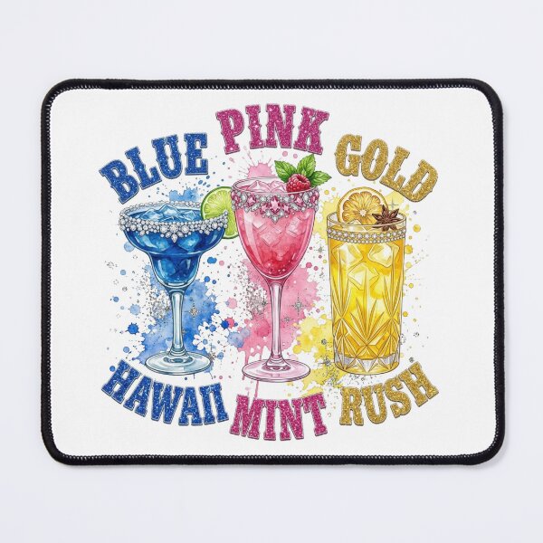 Item preview, Hawaii Mint Rush - Vibrant Blue Pink Gold Tropical Drinks designed and sold by PeplumiArt.