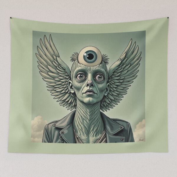 Item preview, The Winged Observer - Weirdcore Surreal Third Eye Alien designed and sold by Monkey-Rooster.