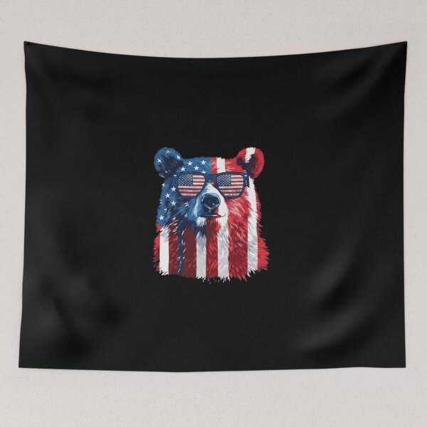 Item preview, Patriotic American Flag Bear with Sunglasses – Red, White, and Blue Graphic designed and sold by trendnest_shop.