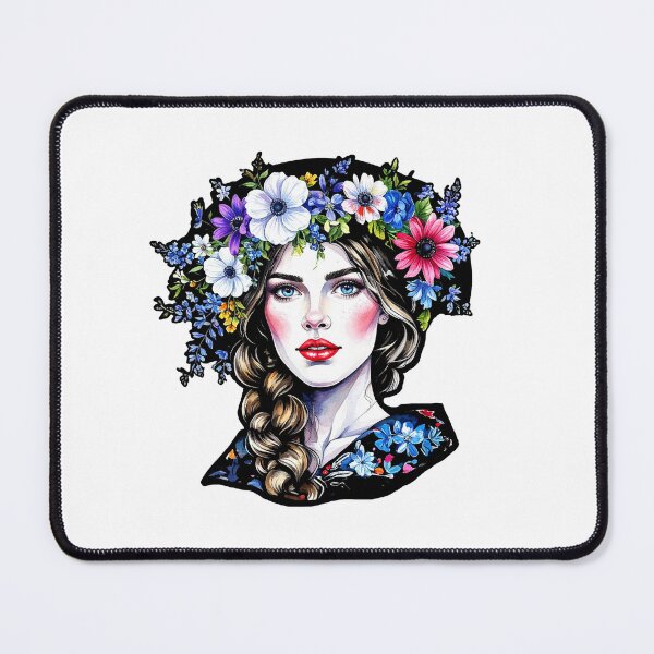 Item preview, White slavic girl with blue eyes and a floral wreath designed and sold by Ana-wis.